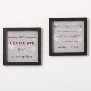 NWT Sullivans Hot Chocolate Bar Hanging Wall Decor Signs Frame Holiday Winter